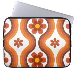 Terracotta Mid Century Modern Floral Rainbow Retro Laptop Sleeve