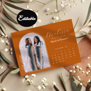 Terracotta Minimal Arch Bridesmaid Proposal Card