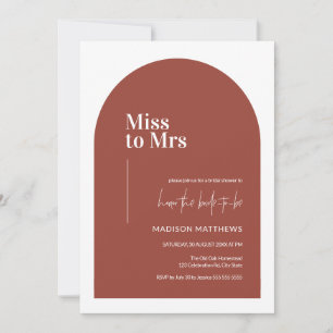 Terracotta Minimal Arch Miss Mrs Bridal Shower Invitation