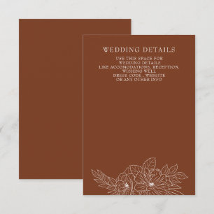 Terracotta Minimal Elegant Floral Sketch Wedding Enclosure Card