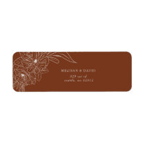 Terracotta Minimal Elegant Floral Sketch Wedding Label