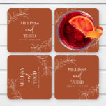Terracotta Minimal Minimalist Branch Leaf Wedding Square Paper Coaster<br><div class="desc">These are Terracotta Minimal Minimalist Branch and Leaf Wreath Wedding Paper Coasters!</div>