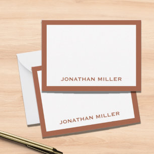 Terracotta Minimal Monogram Name Note Card
