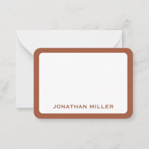Terracotta Minimal Monogram Name Rounded Corners Note Card