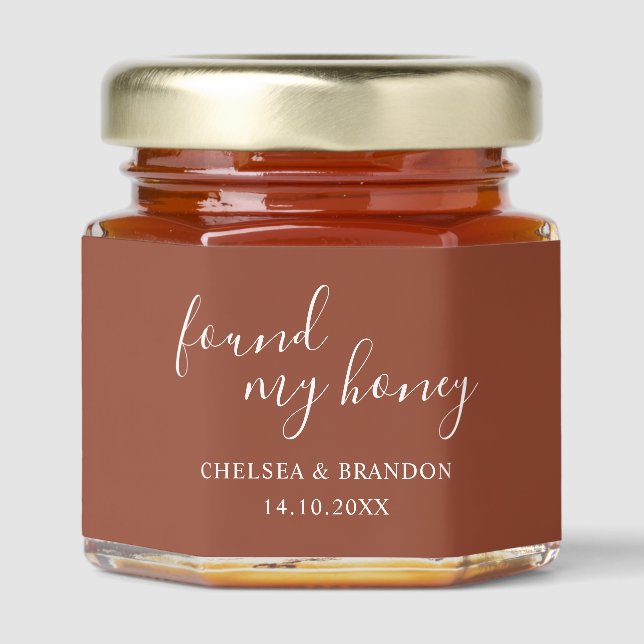 Terracotta Minimal Script Found My Honey Wedding Jar Favors (Front)