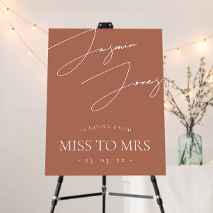 Terracotta Minimal Script Miss Mrs Bridal Shower Foam Board