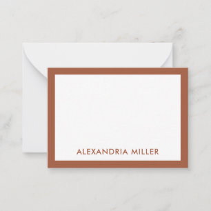 Terracotta Minimal Typographic Name Note Card