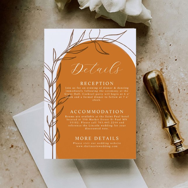 Terracotta Minimal Wedding Details Enclosure Card (Creator Uploaded)