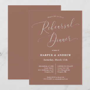 Terracotta Minimal Wedding Rehearsal Dinner Invitation
