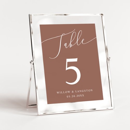 Terracotta Minimal Wedding  Table Number