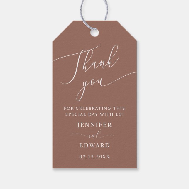 Terracotta Minimal Wedding Thank You  Gift Tags (Front)