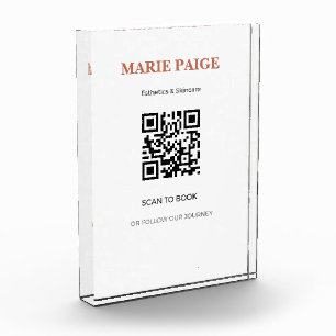 Terracotta Minimalist Acrylic QR Code Salon Award
