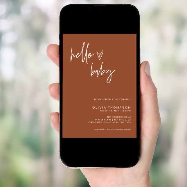 Terracotta Minimalist Baby Shower | Gender Neutral Invitation (Front Digital)