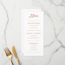 Terracotta Minimalist Boho Chic Menu