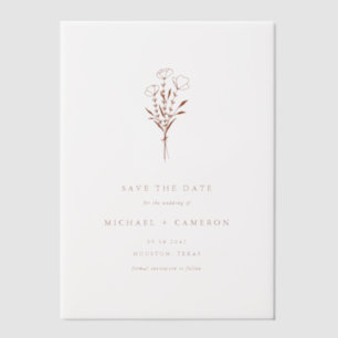 Terracotta Minimalist Botanical Save the Date Vellum Invitations
