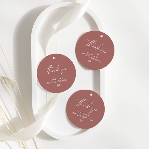 Terracotta Minimalist Bridal Shower Thank You Classic Round Sticker