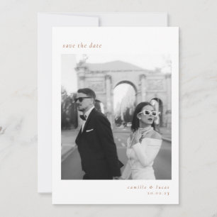 Terracotta Minimalist Elegant Photo Save the date Invitation