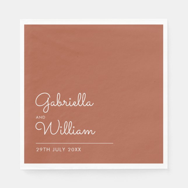 Terracotta Minimalist Elegant Script Napkins (Front)