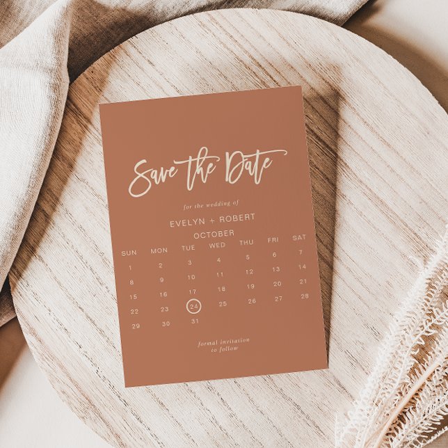 Terracotta Minimalist Formal Save the date  Invitation (Creator Uploaded)