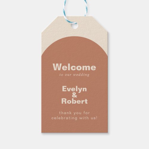 Terracotta Minimalist Formal Wedding Welcome  Gift Tags