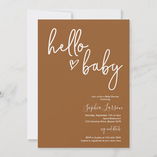 Terracotta Minimalist Modern Boho Baby Shower Invitation (Front)