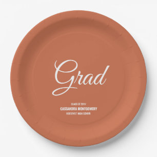 Terracotta Minimalist Modern Graduation Party Paper Plates
