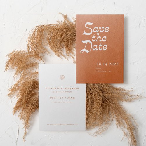 Terracotta Minimalist Modern Save the Date Invitation