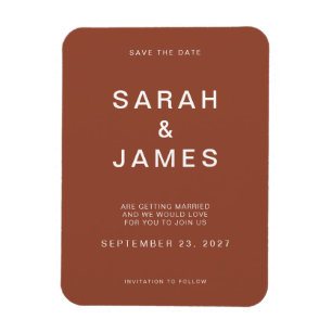 Terracotta Minimalist Modern Wedding Save the Date Magnet