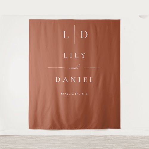 Terracotta Minimalist Monogram Wedding Backdrop