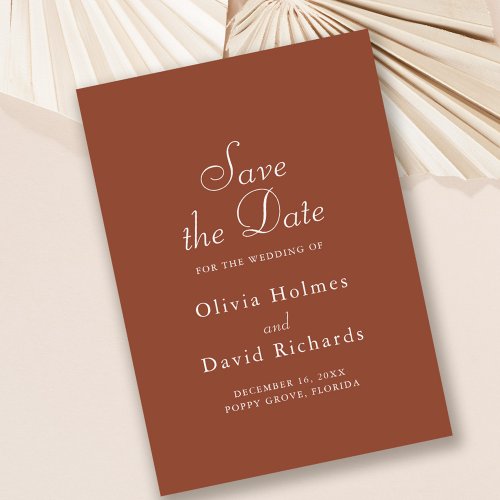 Terracotta Minimalist Save the Date Card