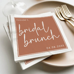Terracotta Minimalist Script Bridal Brunch Napkins