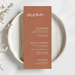 Terracotta Minimalist Script Bridal Shower Menu