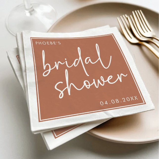 Terracotta Minimalist Script Bridal Shower Napkins (Creator Uploaded)