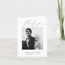 Terracotta Minimalist Script Photo Wedding