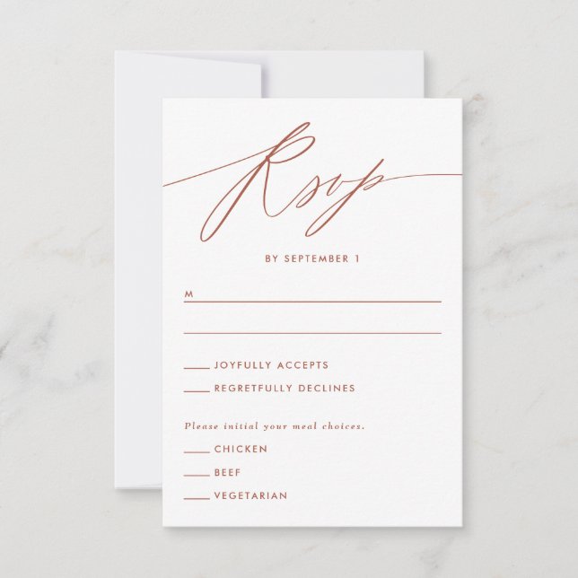 Terracotta Minimalist Script Response Card (Front)