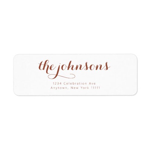 Terracotta Minimalist Script Return Address Label