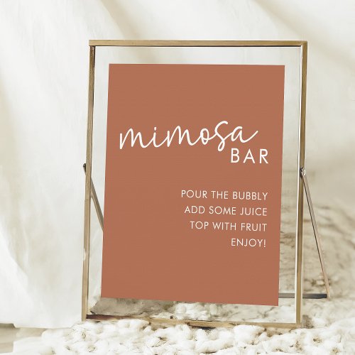 Terracotta Minimalist Script Shower Mimosa Bar  Poster