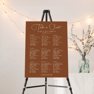 Terracotta Minimalist Seating Chart Foam Board