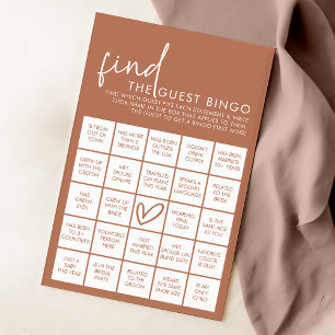 Terracotta Minimalist Shower Guest Bingo Game