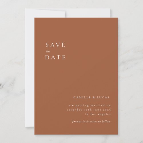 Terracotta Minimalist Text and Photo Save the date Invitation