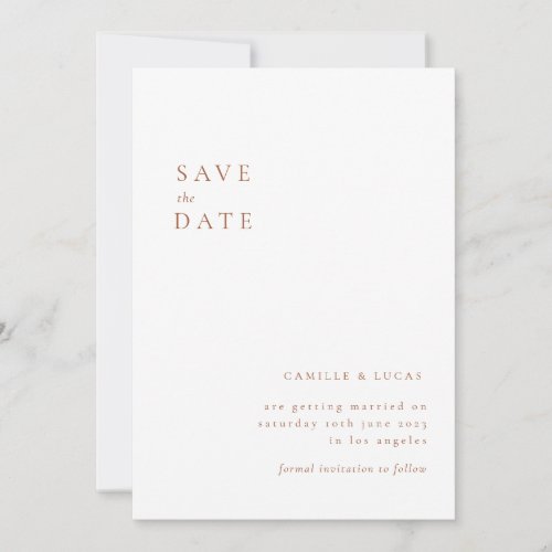 Terracotta Minimalist Text and Photo Save the date Invitation
