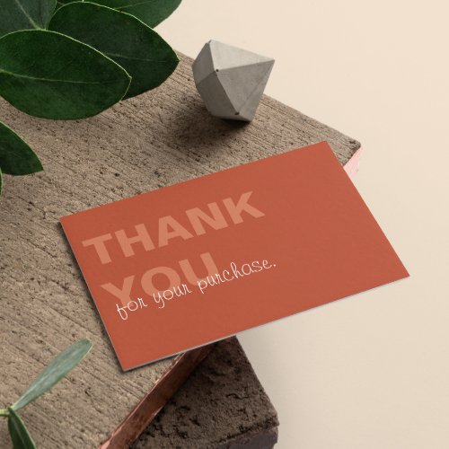 Terracotta Minimalist Thank You For Your Purchase Business Card