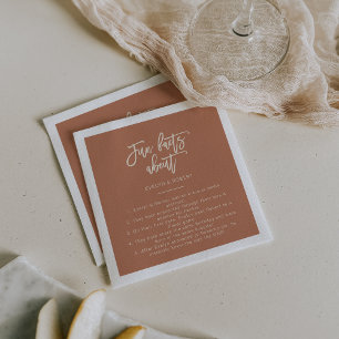 Terracotta Minimalist Trivia Fun Facts Wedding  Napkins