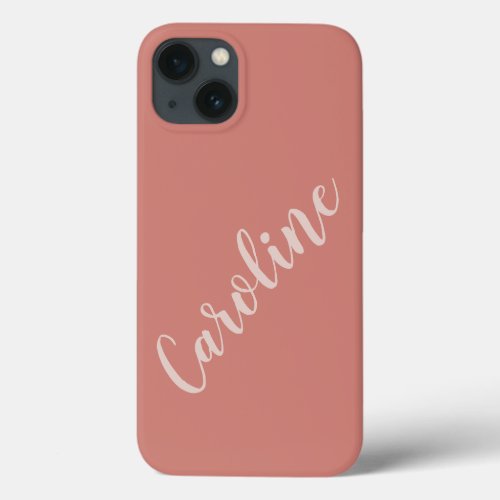 Terracotta Minimalist Typography Personalized Name iPhone 13 Case