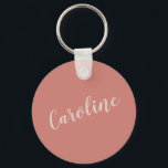 Terracotta Minimalist Typography Personalized Name Keychain<br><div class="desc">This minimalist custom name keychain is a stylish and practical accessory, perfect as a bridal party favor, bridesmaid gift, or everyday essential. The elegant script font and modern design make it a thoughtful keepsake for weddings, birthdays, or special occasions. Personalize it with a name for a unique touch that’s both...</div>
