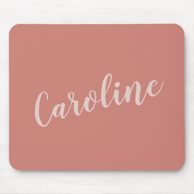 Terracotta Minimalist Typography Personalized Name Mouse Pad (Front)