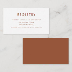Terracotta Minimalist Typography Wedding Registry Enclosure Card