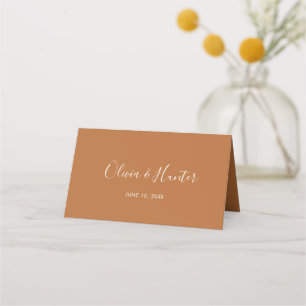 Terracotta Minimalist Wedding Folded Place Card