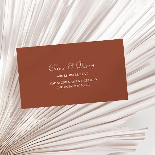 Terracotta Minimalist Wedding Registry Card