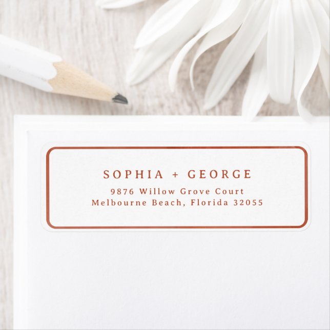 Terracotta Minimalist Wedding Return Address Label (Insitu)